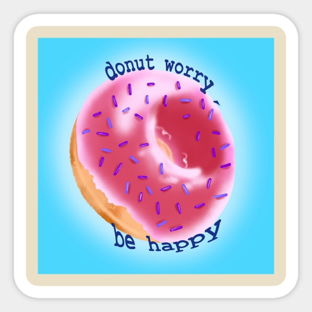 Donut worry be happy Sticker by MBdigitalstudio